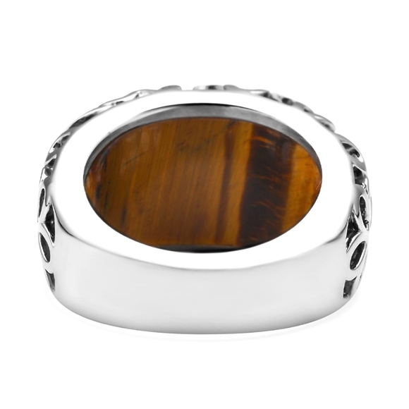 South African Tigers Eye gemstone, floral dome cage ring. Sz 7 - Picture 4 of 4